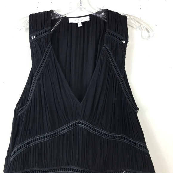 IRO Luce Romantic Ruched Grecian Peplum Tunic Crochet Sleeveless Blouse Top XS - Picture 13 of 16